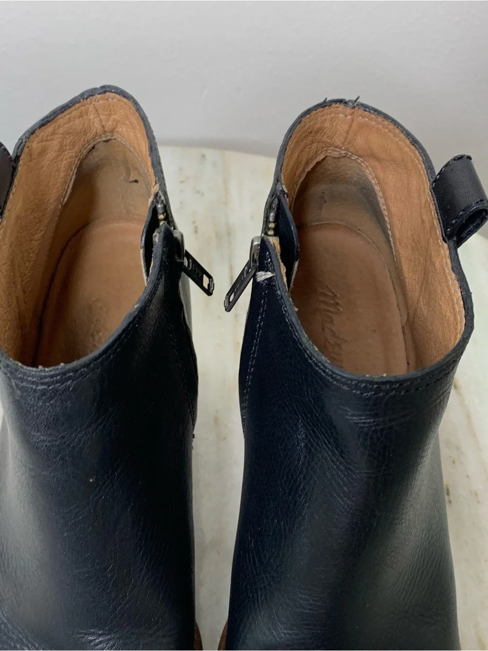 Madewell boot ankle “The Billie” black Leather style f5044 Stacked Sole - Picture 3 of 11